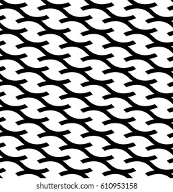 Vector illustration of black and white seamless pattern. Line of wave, trendy texture and modern background.
