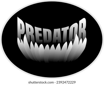 vector illustration in black and white shades with the symbols of a predator in the form of a sticker for the design of stickers, posters, labels, prints