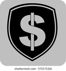 Ilustración vectorial de negro con Escudo Blanco . Concepto de protección. Icono
