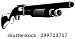 Vector illustration black and white with a shotgun isolated on white background