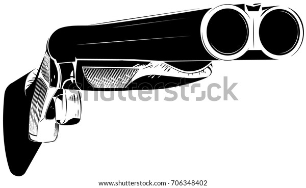 白黒のショットガンの背景にベクターイラスト 猟銃 のベクター画像素材 ロイヤリティフリー