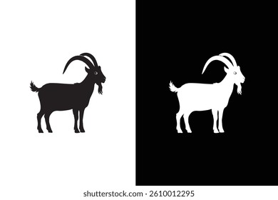 Vector illustration of a black white silhouette icon goat. goat icon vector from farming collection.