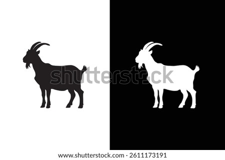 Vector illustration of a black white silhouette icon goat. goat icon vector from farming design