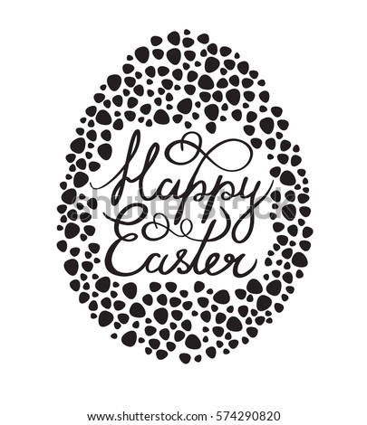 Vector Illustration Black White Silhouette Easter Stock Vector (Royalty ...