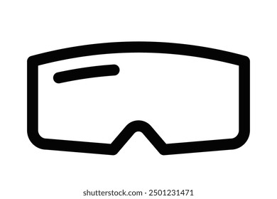 Vektorgrafik einer schwarz-weißen Skibrille Symbol in einem einfachen, minimalistischen Stil. Bearbeitbarer Strich.