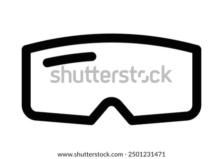 Vector illustration of a black and white ski goggles icon in a simple, minimalist style. Editable stroke.