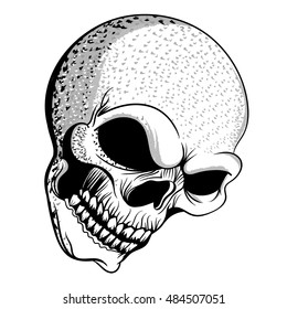 Vector Illustration of a black and white smokey ashy skull. 