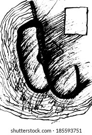 Vector illustration of black and white smudge background pattern. Hand drawn. Frame.