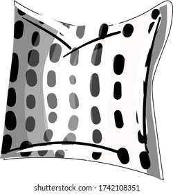 A vector illustration of a black and white sofa cushion. An isolated image of a pillow.