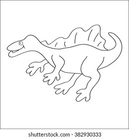 Vector illustration. The black and white spinosaurus on white background for coloring.