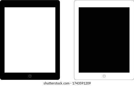 vector illustration of Black and white Tablet mock up