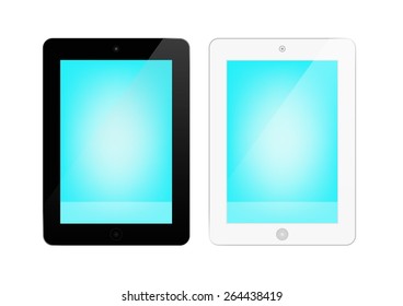 Vector illustration of black and white tablet screen or tablet monitor