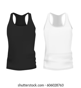 Vector illustration of black and white tank top or singlet,