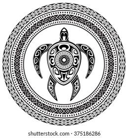 Vector illustration of a black and white tattoo wild animal in an ornamental circle for your arts and design