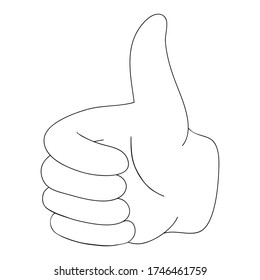 Ilustración vectorial. Icono de las miniaturas en blanco y negro aislado en fondo blanco. Sencilla línea de doodle. Símbolo de botón de medios sociales. Signo de aprobación Perfecto para afiche, cartel.