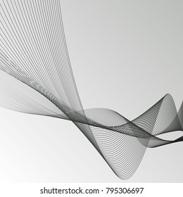 Vector illustration in black and white tones, clip art. Abstract gray background with waves. Drawing can be used for background design, posters, paintings, textiles, web design.
