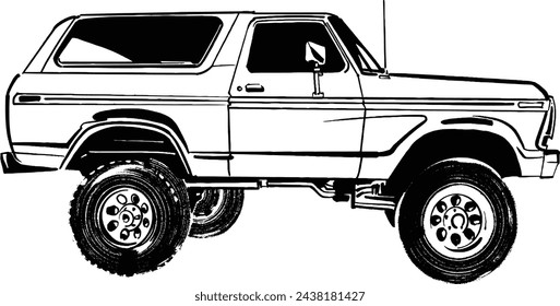 vector illustration of the black and white truck car