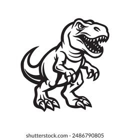 Vector illustration of black and white Tyrannosaurus Rex