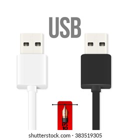 Vector illustration of black and white Usb A plug