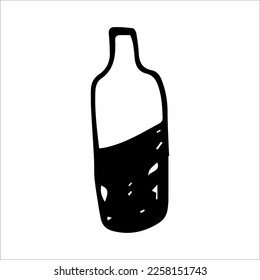 Vector illustration of a black and white vase. Interior furniture in cartoon style.