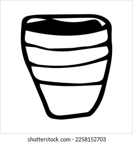 Vector illustration of a black and white vase. Interior furniture in cartoon style.