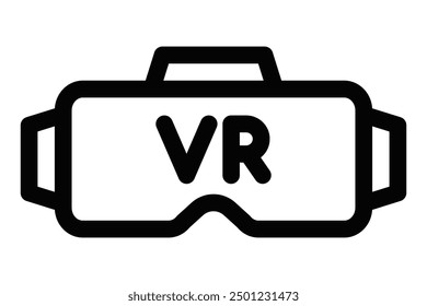 Ilustración vectorial de un ícono de auriculares VR en blanco y negro con un diseño limpio y minimalista. Trazo editable.