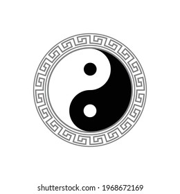 Vector illustration of Black and white yin yang icon isolated on a white background. Chinese Japanese and buddhism symbol ..