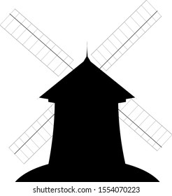Vector illustration of black windmill