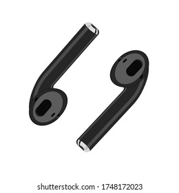 Vector illustration of black wireless headphones on a white background.