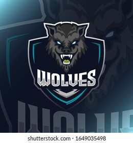 Vector illustration Black Wolves logo mascot 