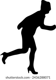 Vector illustration of a black woman in action, showcasing dynamic silhouettes in various sports like running, soccer, football, and dance
