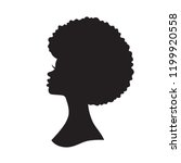 Vector illustration of black woman with afro hair silhouette. Side view of African American woman with natural hair.
