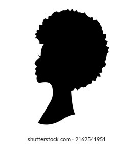 Vector illustration of a black woman with afro hair silhouette. Side view of african american woman with natural hair