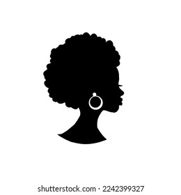 Vector illustration of black woman with afro hair silhouettes 