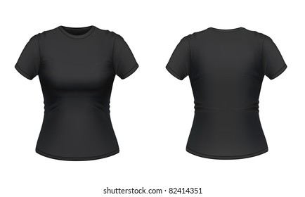 Vector illustration of black women's T-shirt