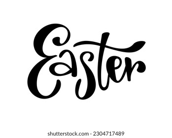 Vector illustration of black word easter on white color background. Flat line art style design of easter holiday lettering for web, banner, poster, print