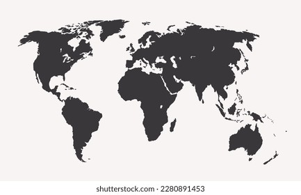 Vector illustration black world map on white background