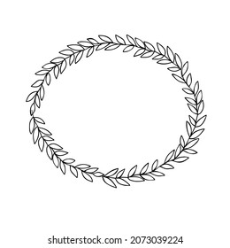 A Vector Illustration of a black wreath of leaves isolated on a white background