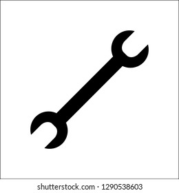 The vector illustration of the black wrench isolated in the white background