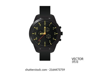 Vector Illustration Black Wristwatch Design Template.