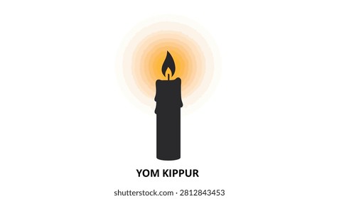 A vector illustration of a black yahrzeit candle with a glowing flame used for Jewish memorial and Yom Kippur services