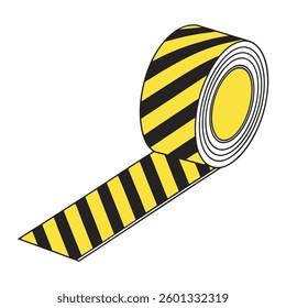 Vector illustration of black and yellow caution tape, isolated on a white background. Ideal for warning signs, safety barriers, construction zones, and hazard markings in various projects.