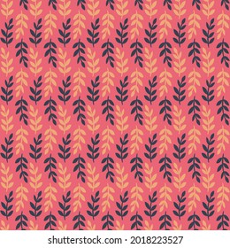Vector illustration of black and yellow leaves seamless pattern. Abstract stripe leaves background. Simple geometric leaf pattern.