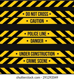 Vector illustration of black and yellow restriction tape for your design