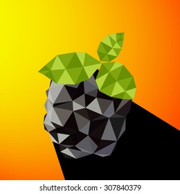 Vector illustration of a blackberry rendered in a geometric style