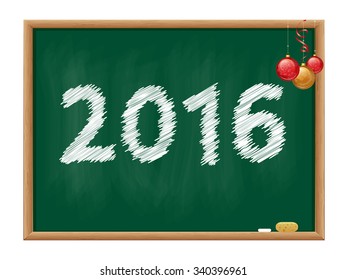 Vector illustration of Blackboard 2016. Used blending mode and transparency. Background, blackboard, text are on separate layers.