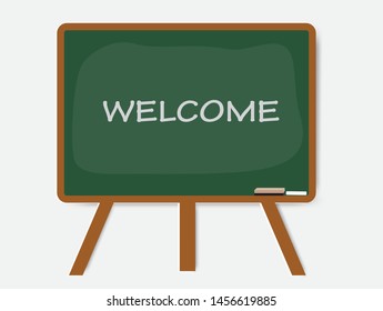 Vector illustration of blackboard background and welcome text.