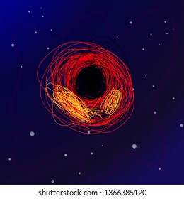 Vector illustration of Blackhole colorfull. with stars. realistic view