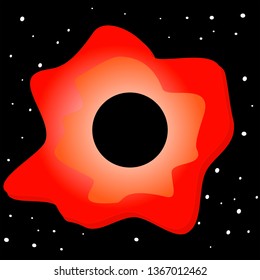 Vector illustration of Blackhole colorfull. with stars. first ever realistic view