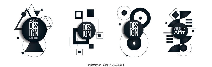 vector illustration. Black-white minimalistic geometric background. creative design graphics frame